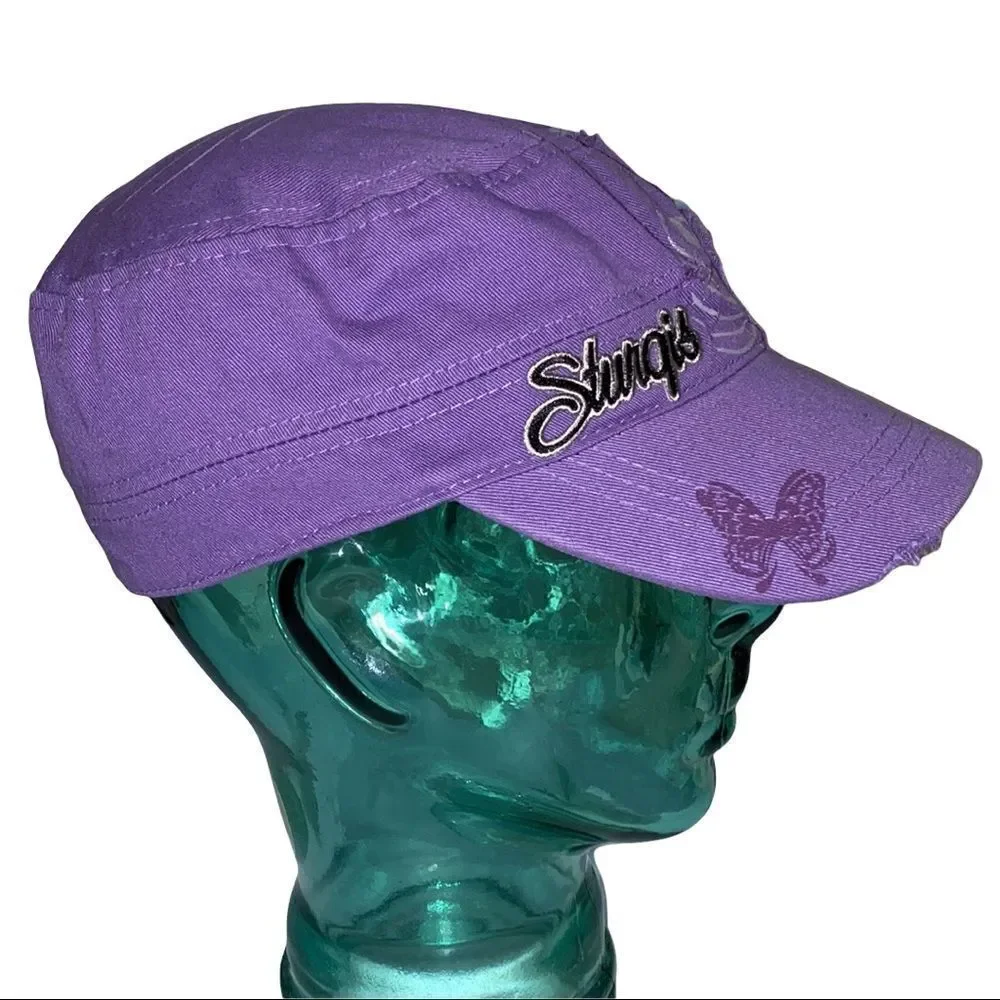 Sturgis Women’s  Distressed Purple Motorcycle Cap Hat